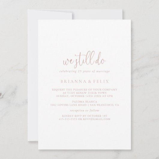 Invitation Rose Gold Fancy Script Nous Faisons Toujours Vow R (Devant)