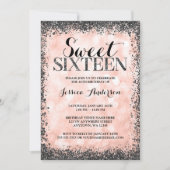Invitation Rose Gold Faux Black Parties scintillant Lights Sw (Devant)