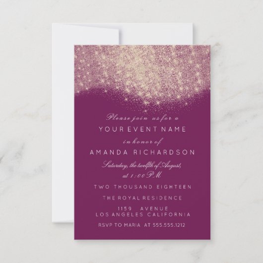 Invitation Rose Gold Faux Parties scintillant Fête des mariée (Devant)