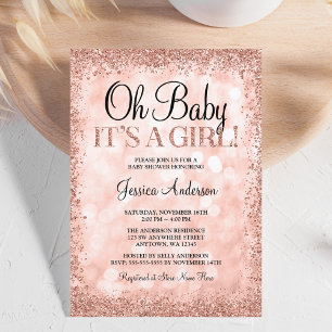 Invitation Rose Gold Faux Parties scintillant Lumières Baby s