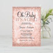 Invitation Rose Gold Faux Parties scintillant Lumières Baby s (Debout devant)