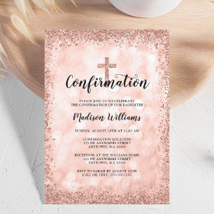 Invitation Rose Gold Faux Parties scintillant lumières Confir