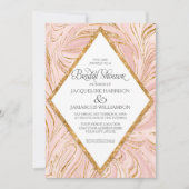 Invitation Rose Gold Faux Parties scintillant Marble Blush Fê (Devant)