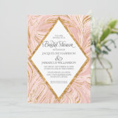 Invitation Rose Gold Faux Parties scintillant Marble Blush Fê (Debout devant)