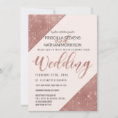 Invitation Rose Gold Faux Sparkling Parties scintillant Sequi (Devant)