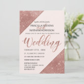 Invitation Rose Gold Faux Sparkling Parties scintillant Sequi (Debout devant)