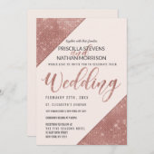 Invitation Rose Gold Faux Sparkling Parties scintillant Sequi (Devant / Derrière)