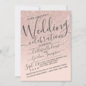 Invitation Rose Gold Faux Sparkly Parties scintillant Ombre M (Devant)