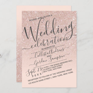 Invitation Rose Gold Faux Sparkly Parties scintillant Ombre M