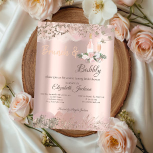Invitation Rose Gold  Fête de mariage avec brunch et champagn