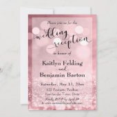 Invitation Rose Gold Fête de Mariage avec Fond Bokeh Pailleté (Devant)