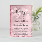 Invitation Rose Gold Fête de Mariage avec Fond Bokeh Pailleté (Debout devant)