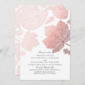 Invitation Rose Gold Feuilles Élégant Dîner de répétition d'a (Devant / Derrière)