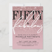 Invitation Rose Gold Fifty Fabulous 50th Birthday Party (Devant)