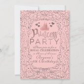 Invitation Rose Gold Filigrane Rose Foncé FÊTE DE PRINCESSE A (Devant)