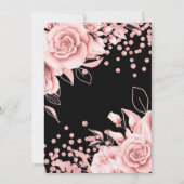 Invitation Rose Gold Floral 60e fête d'anniversaire noir (Dos)