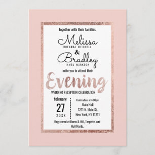 Invitation Rose Gold Floral Blush Pink Brush Script Soirée