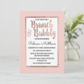 Invitation Rose Gold Floral Blush rose Brush Brunch Bubbly (Debout devant)