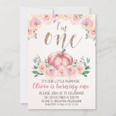 Invitation Rose Gold Floral Citrouille 1er anniversaire Invit (Devant)