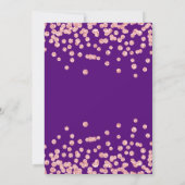 Invitation Rose Gold Floral & Confetti 50e Anniversaire viole (Dos)