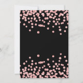 Invitation Rose Gold Floral & Confetti 60e anniversaire Noir (Dos)
