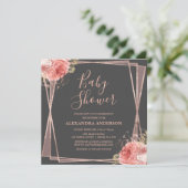 Invitation Rose Gold Floral Élégant Baby shower moderne (Debout devant)