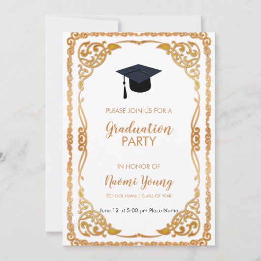 Invitation Rose Gold Floral Frame (Devant)