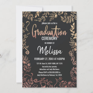 Invitation Rose Gold Floral Parties scintillant Or Ombre Grad