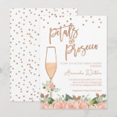 Invitation Rose Gold Floral Petals Prosecco Fête des mariées (Devant / Derrière)