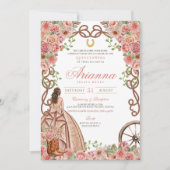 Invitation Rose Gold Floral Western Élégant Quinceanera (Devant)