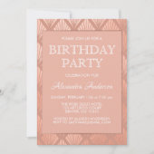 Invitation Rose Gold Foil Art Déco fête d'anniversaire (Devant)