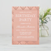 Invitation Rose Gold Foil Art Déco fête d'anniversaire (Debout devant)