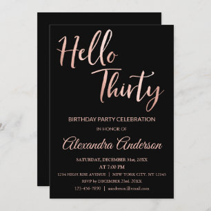 Invitation Rose Gold Foil Bonjour 30 Trente Anniversaire Fête