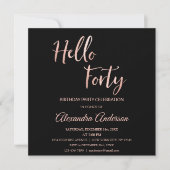 Invitation Rose Gold Foil Bonjour 40 Quarante Anniversaire Fê (Devant)