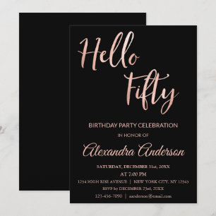 Invitation Rose Gold Foil Bonjour 50 Cinquantième anniversair