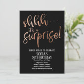 Invitation Rose Gold Foil, chut c'est une fête surprise (Debout devant)
