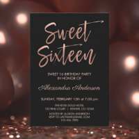 Rose Gold Foil et Sweet sixteen noir Anniversaire