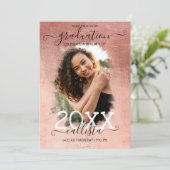 Invitation Rose Gold Foil Halo Photo Collage Graduation (Debout devant)