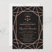 Invitation Rose Gold Foil Law School Graduation Party (Devant)