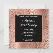 Invitation Rose Gold Foil Leopard Black Overlay 50e anniversa (Devant)