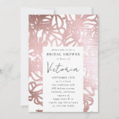 Invitation Rose Gold Foil Line Art Floral Fête des mariées (Devant)