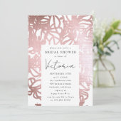 Invitation Rose Gold Foil Line Art Floral Fête des mariées (Debout devant)