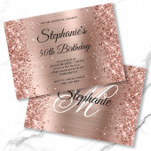 Invitation Rose Gold Foil Parties scintillant Fancy Monogramm