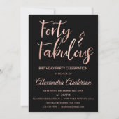 Invitation Rose Gold Foil quarante et fabuleux anniversaire (Devant)