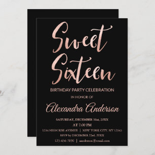 Invitation Rose Gold Foil Sweet 16 Anniversaire