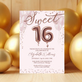 Invitation Rose Gold Foil Sweet 16 Ballons d'anniversaire ros