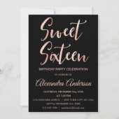 Invitation Rose Gold Foil Sweet 16 Seize Anniversaire (Devant)