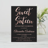 Invitation Rose Gold Foil Sweet 16 Seize Anniversaire (Debout devant)