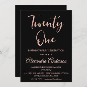 Invitation Rose Gold Foil Vingt et un 21e anniversaire