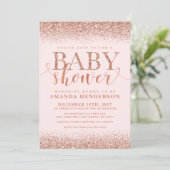 Invitation Rose Gold Fox Parties scintillant Baby shower Invi (Debout devant)